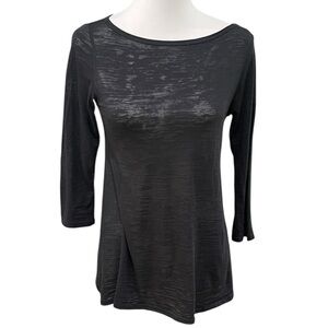 Nation LTD Burnout 3/4 Sleeve T Shirt Top SZ S Black